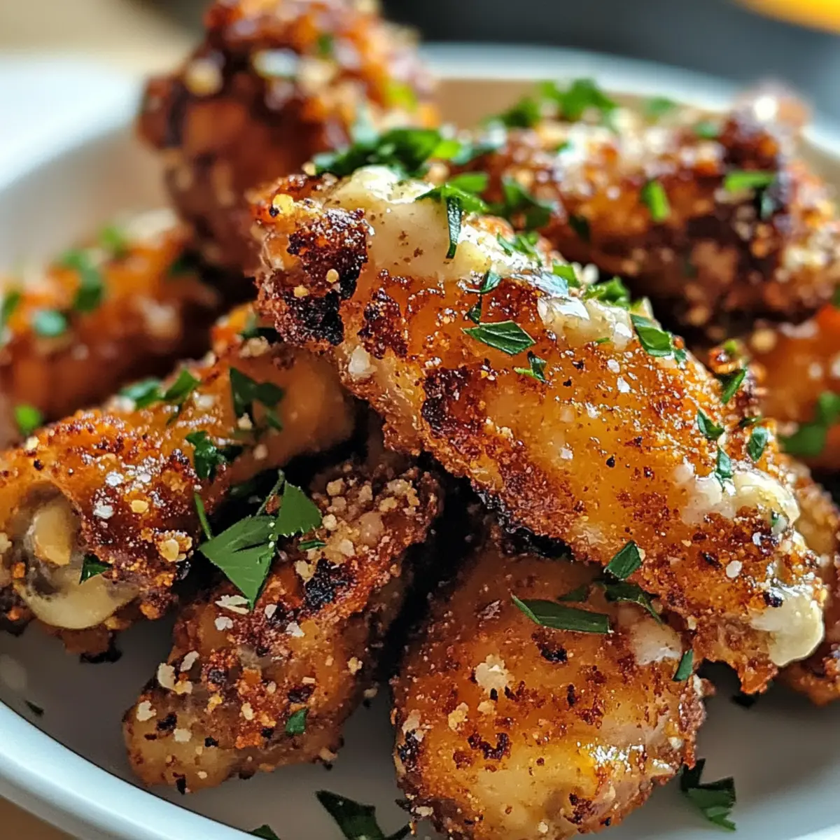 Gebackene Knoblauch Parmesan knochenlose Flügel Spaßmacher